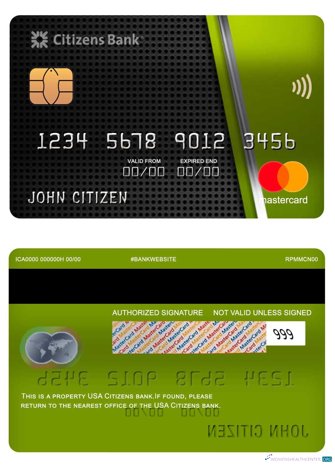 Download USA Citizens bank mastercard Photoshop template